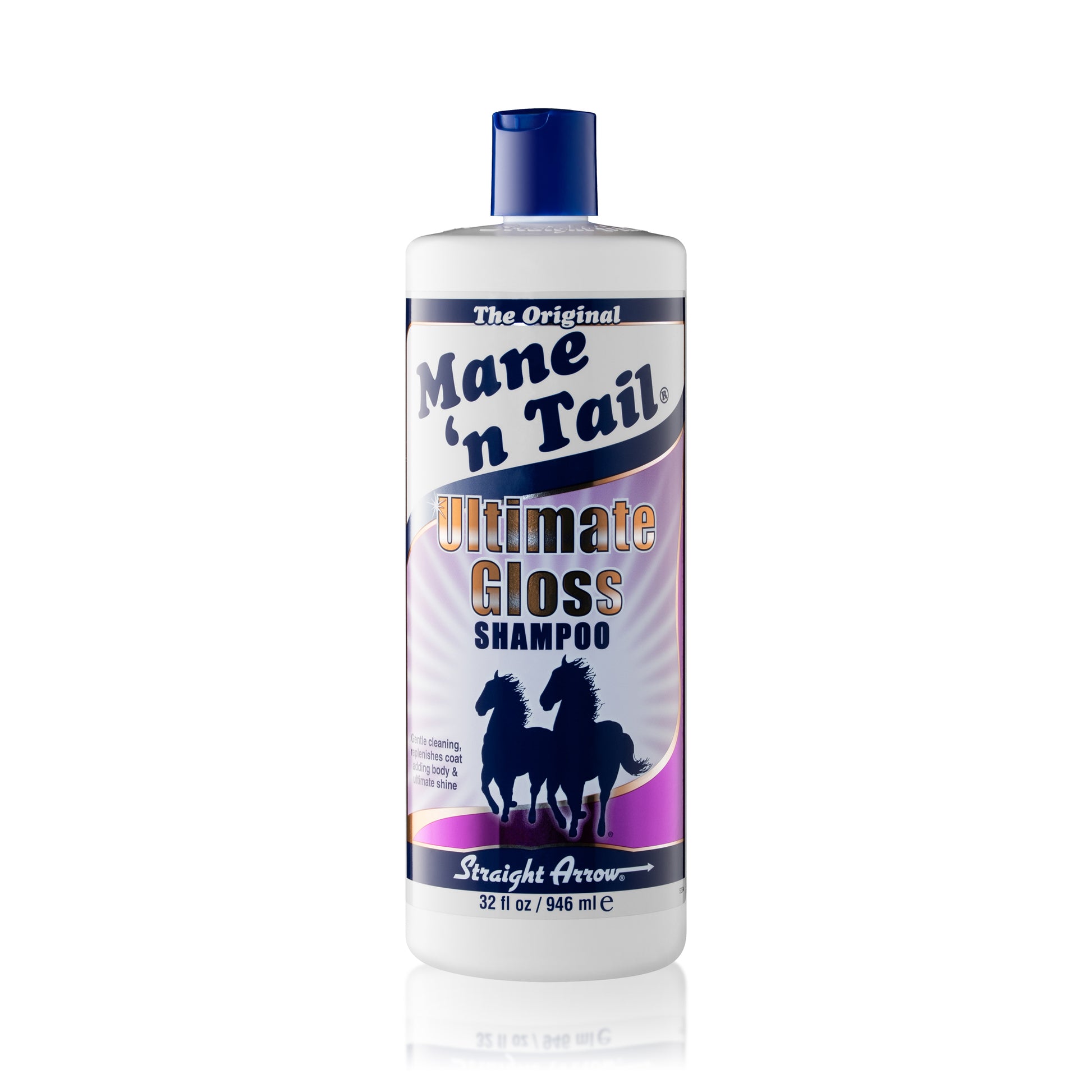 Front of branded Mane 'n Tail 32 Ounce Ultimate Gloss Shampoo.