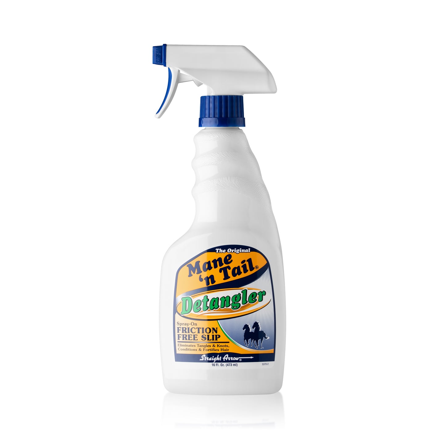 Front of branded 16 Ounce Mane 'n Tail Detangler Spray. On a white background