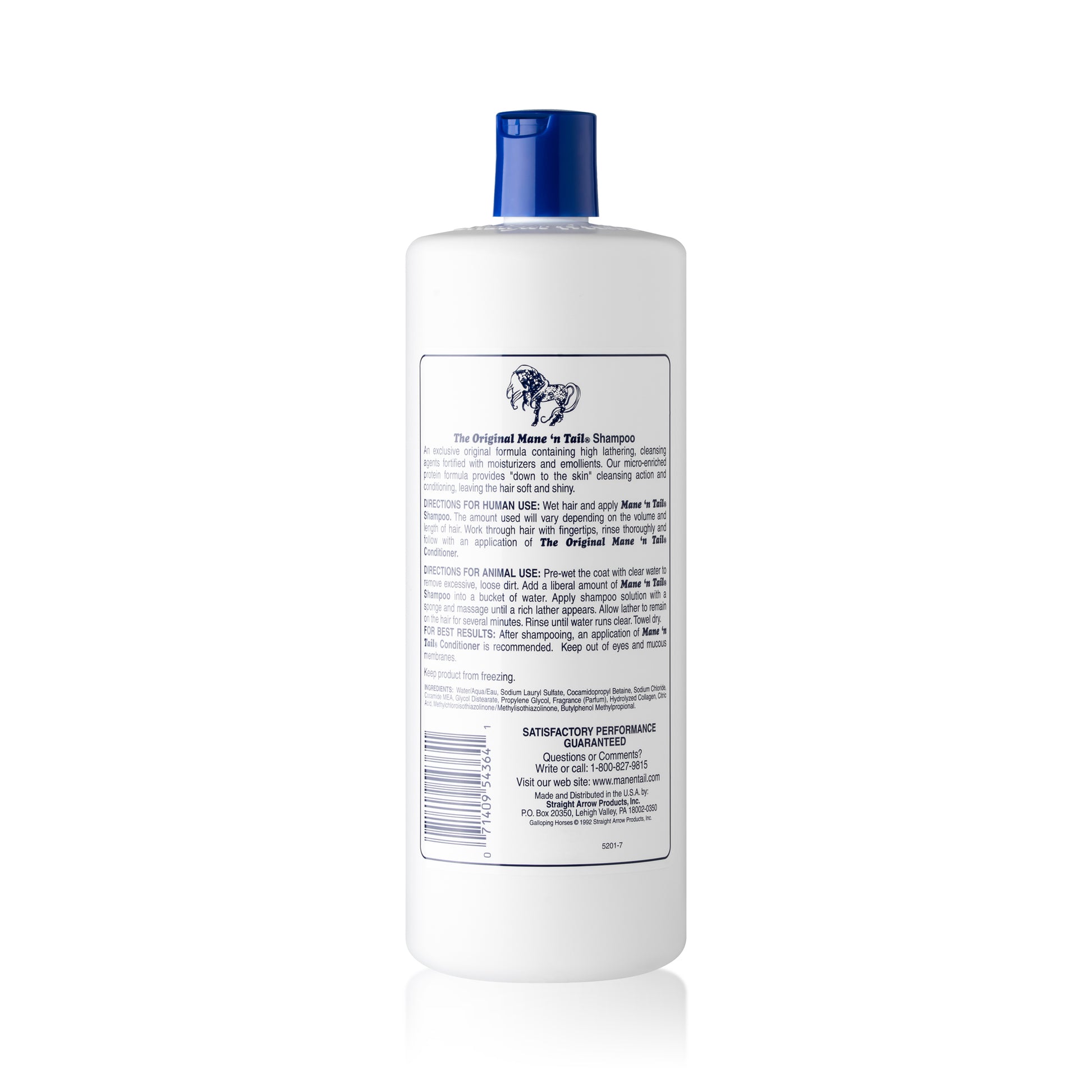 Front of branded Mane 'n Tail 32 Ounce Original Mane 'n Tail and Body Shampoo. On a white background