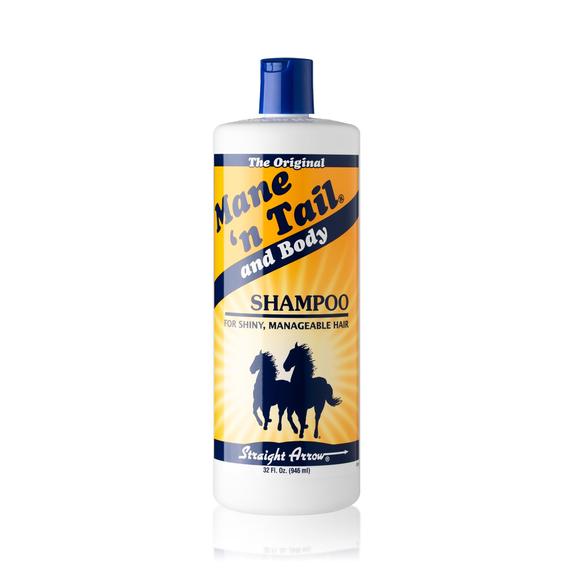 Front of branded Mane 'n Tail 32 Ounce Original Mane 'n Tail and Body Shampoo. On a white background
