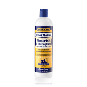 Front of branded 14.5 Ounce Mane 'n Tail Hoofmaker Hand & Nail Therapy bottle