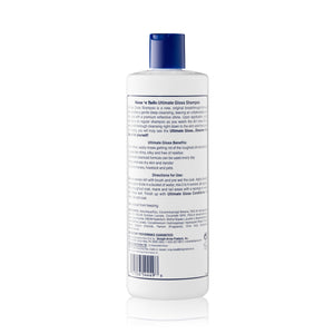 Back of branded Mane 'n Tail 16 Ounce Ultimate Gloss Shampoo.