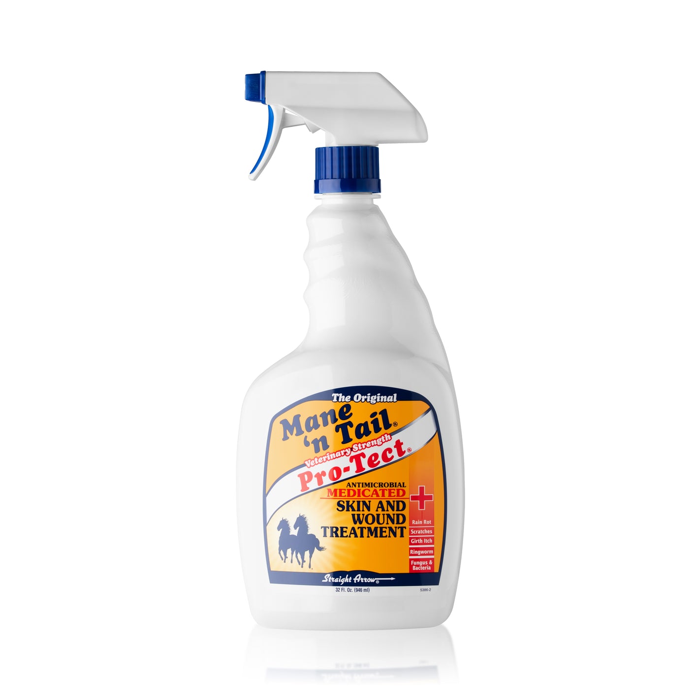 Front of branded 32 Ounce Mane 'n Tail Pro-Tect Spray. On a white background