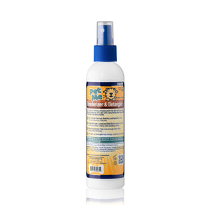 Back of a branded 8 oz Mane 'n Tail Pet Me Deodorizer & Detangler.