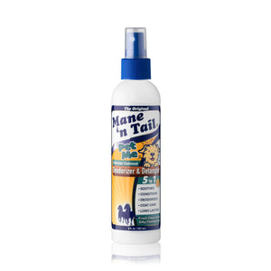 Front of a branded 8 oz Mane 'n Tail Pet Me Deodorizer & Detangler.